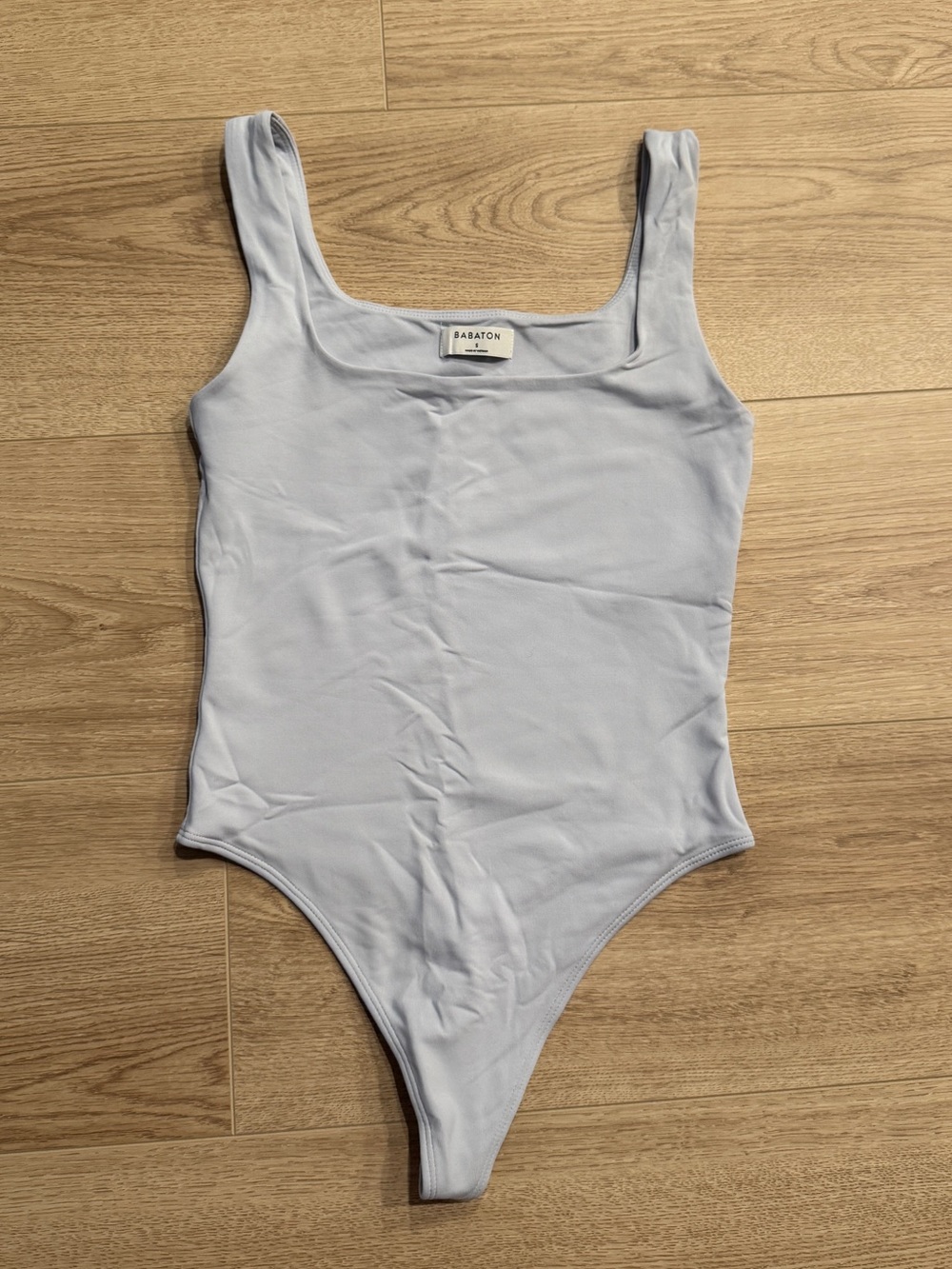 Babaton Pale Blue Scoop Neck Stretch Bodysuit